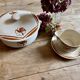 Vintage iron terracotta sauce boat and tureen set, Paradis de Badonvillier model