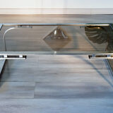 Coffee table 1970 smoked glass and metal