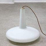 Mid-century italian brass and opaline hat pendant lamp