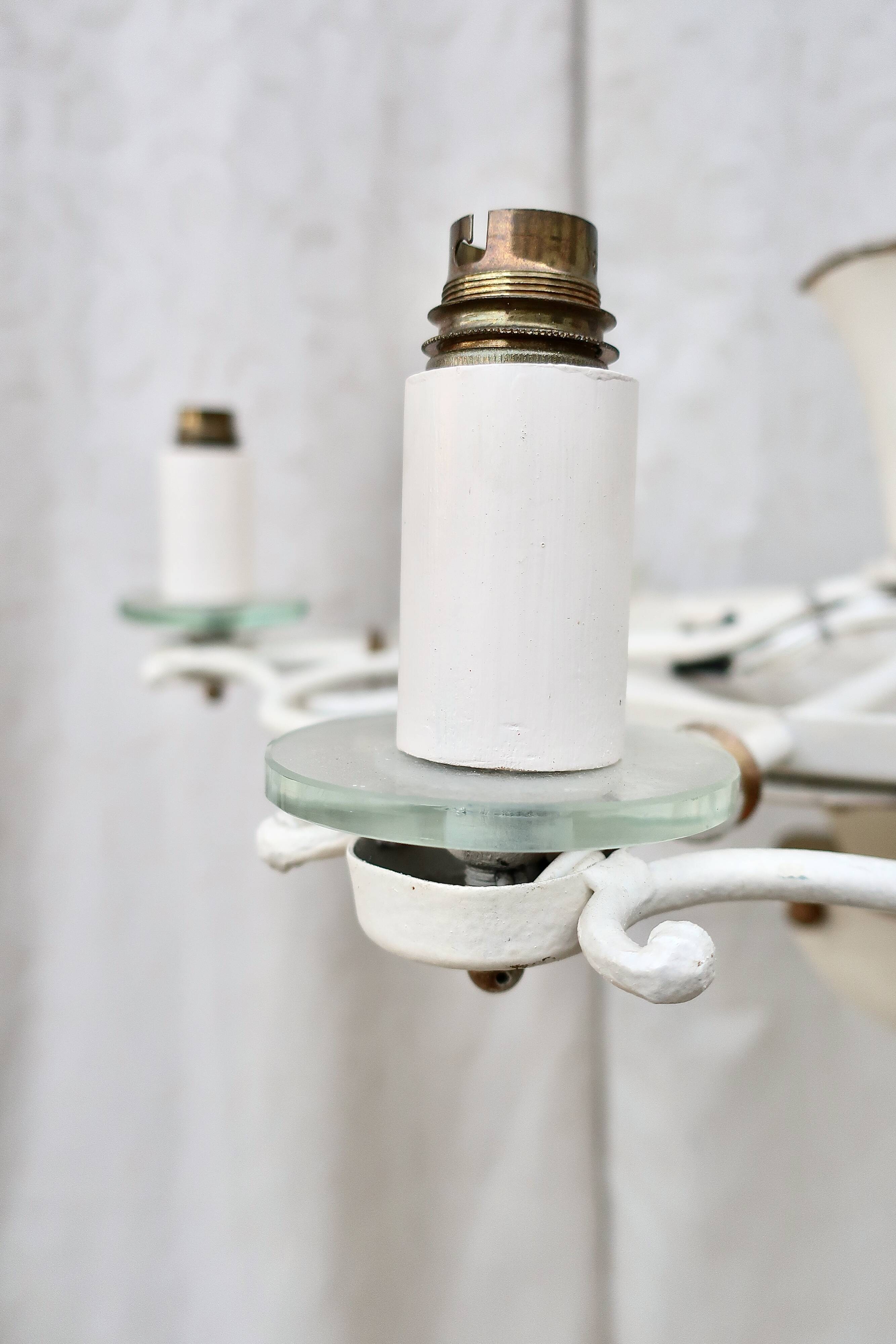 7-light art deco chandelier from the 1940s