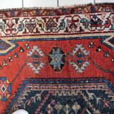 Antique 1920s Persian Hamadan rug, distressed tribal medallion, 128cm x 194cm