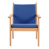 Hans J. Wegner – Lounge chair GE 284 – Getama – Oak & blue wool