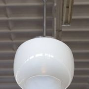 Opaline Glass And Chrome Pendant Light, 1960s