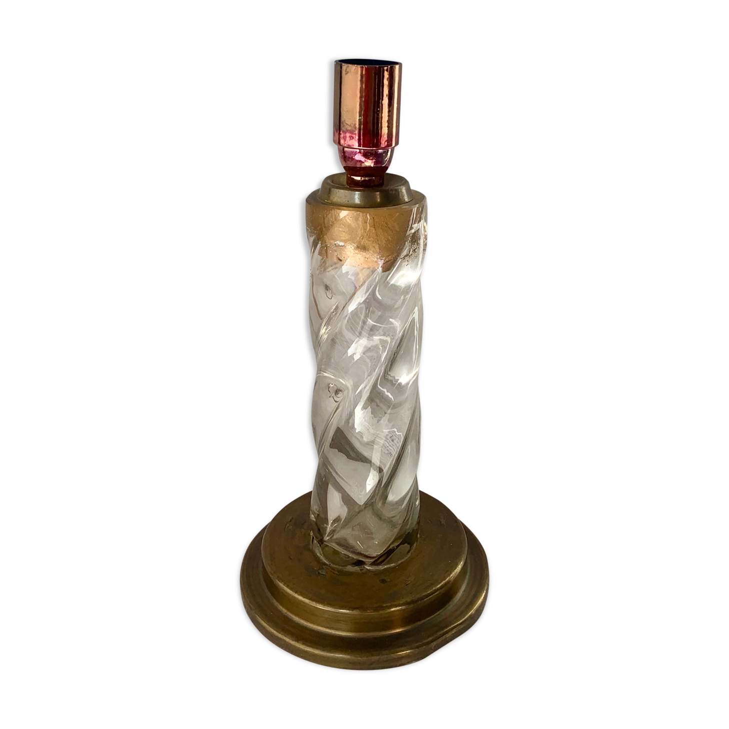 Lamp base glass and brass, 1950s