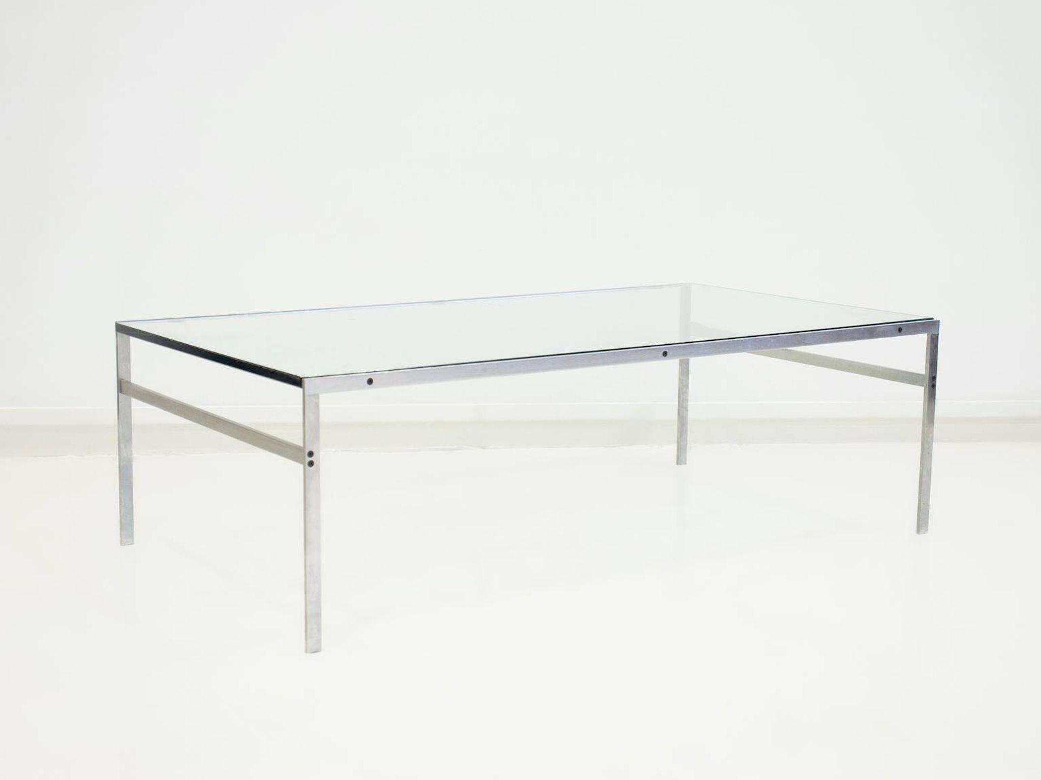 Table basse en acier et verre de Preben Fabricius et Jørgen Kastholm