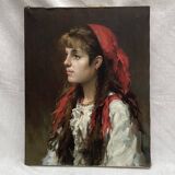 Oil painting on canvas signed on the back dimensions: height -50cm- width -40cm-