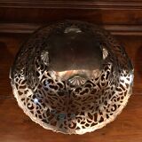 Open silver metal fruit basket