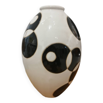 Large vintage graphic vase