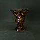 Bohemian cut crystal vase with Art Deco ruby red amber floral decoration