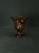 Bohemian cut crystal vase with Art Deco ruby red amber floral decoration