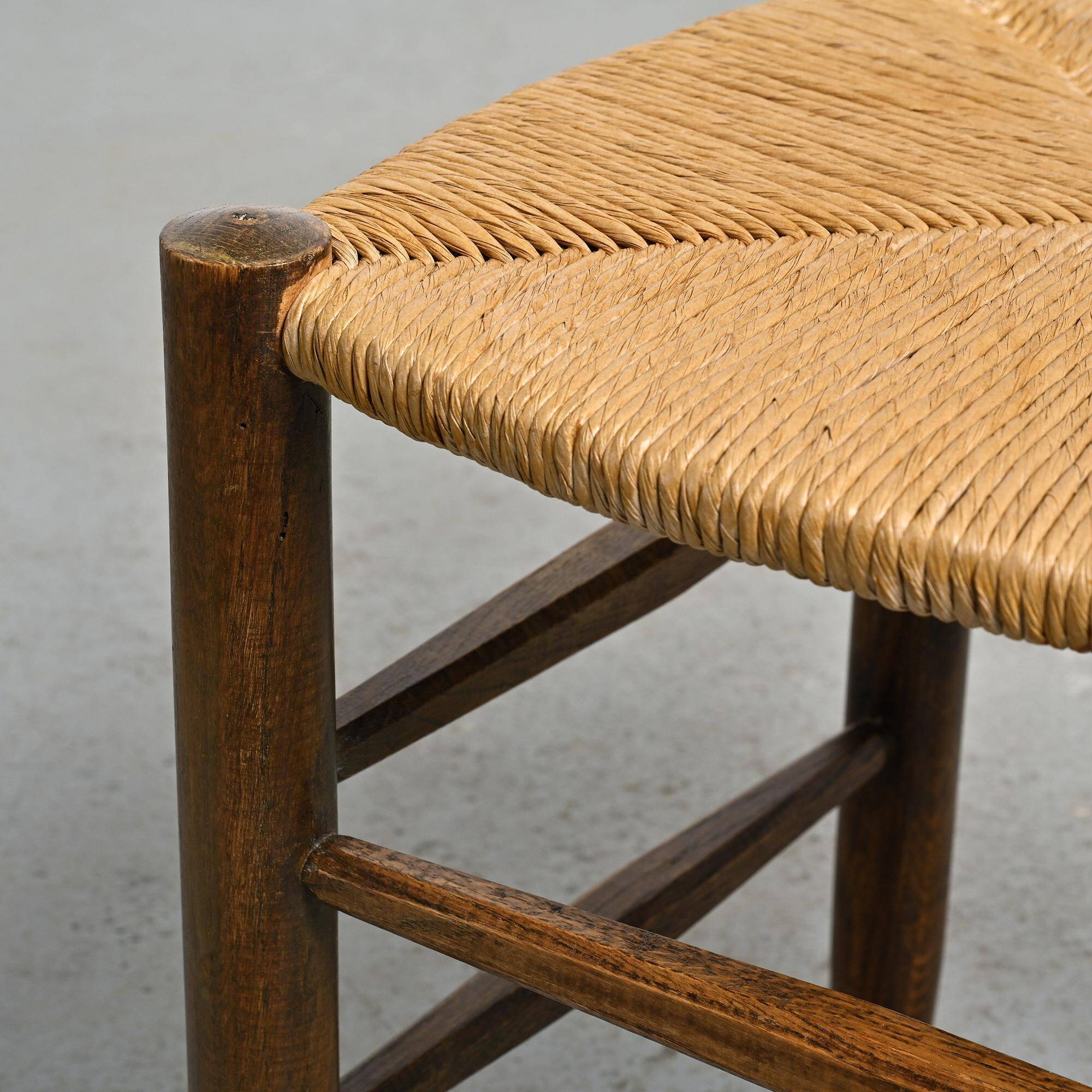 Ensemble chaise et tabouret Bauche, Charlotte Perriand pour Maison Sentou, circa 1950