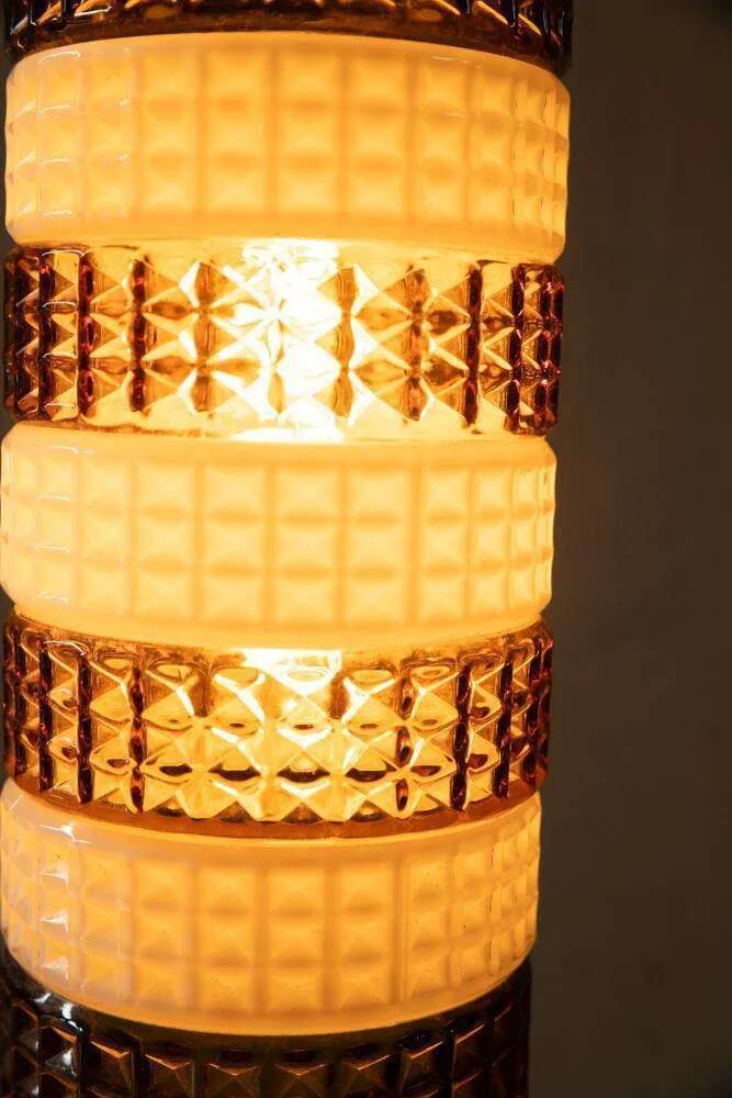 Vintage glass suspension, amber glass cylinder, pendant lamp.