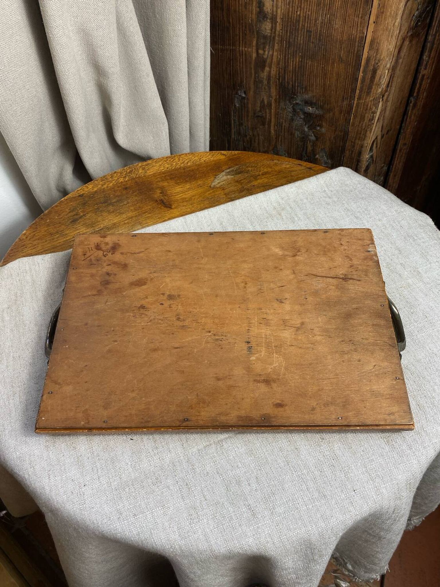Plateau en marqueterie bois et nacre