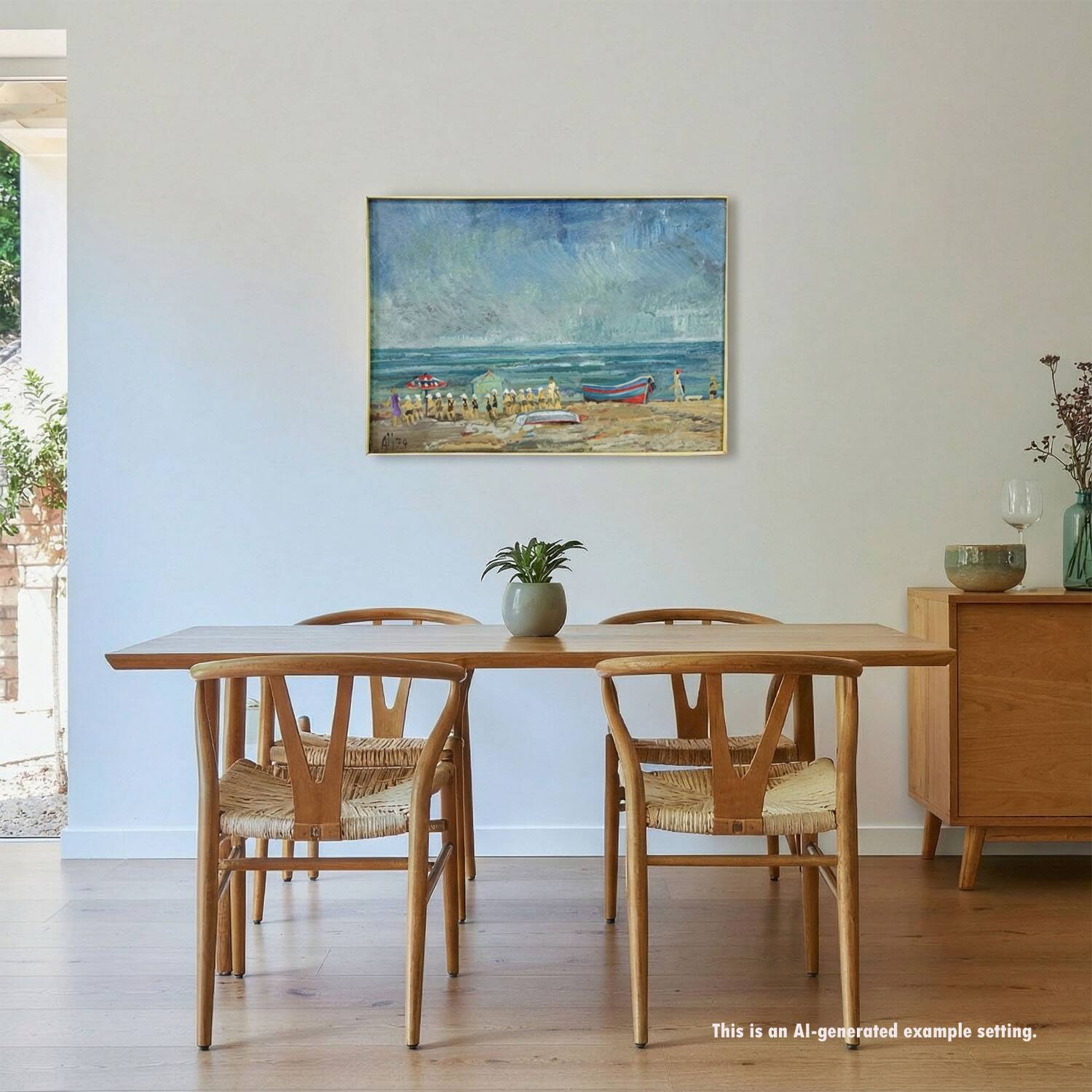 Swimming school by the sea, 1974 – oil painting by Alexander Michael