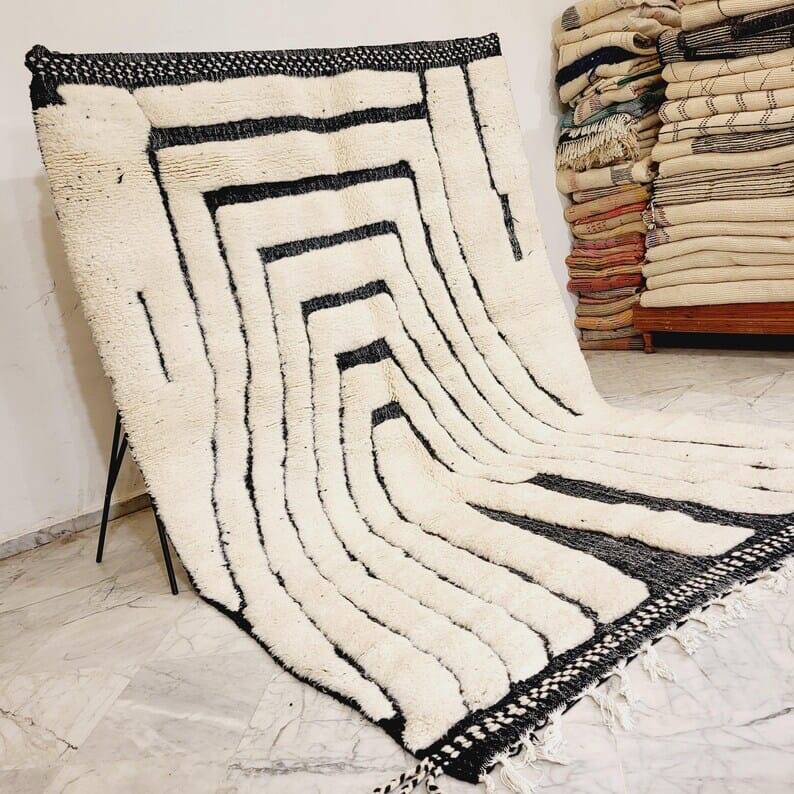 Tapis marocain sur mesure blanc traditionnelle taille 2,5/3,5 m