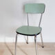 Vintage kitchen chair in green formica and stainless steel, 50s, antique French