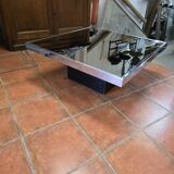 Chrome coffee table with smoked mirror top