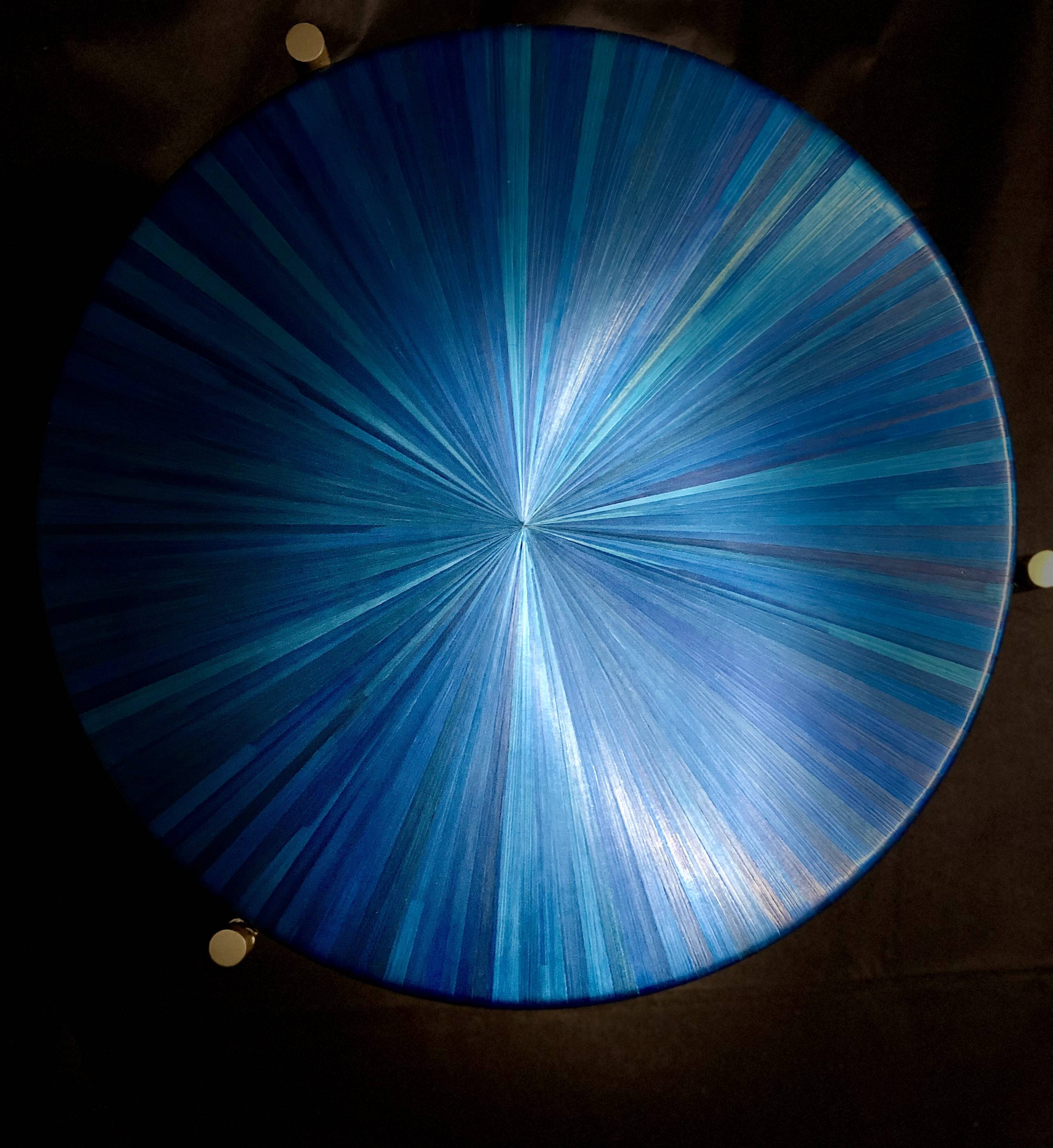 Straw marquetry nesting tables