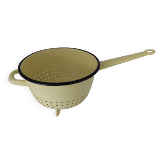 Vintage yellow enamelled strainer
