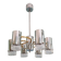 Space Age chandelier in chrome metal and brass, 1970s