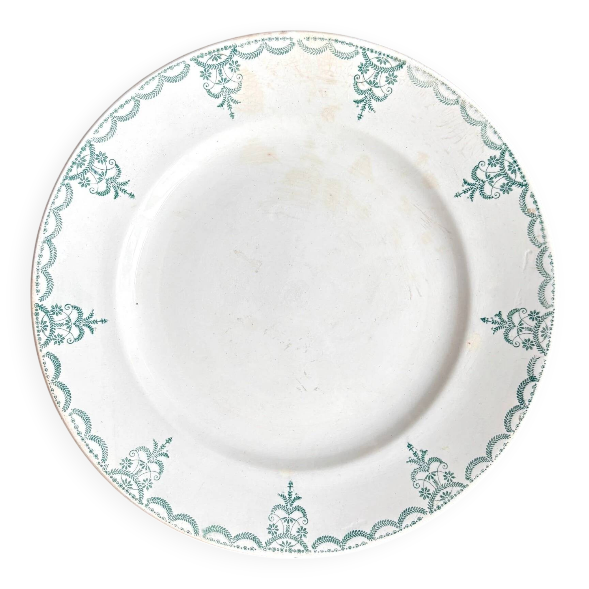 Round dish Moulin des Loups & Hamage in green ironstone