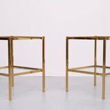 Pair Renato Zevi Brass square side tables 1970s Italy