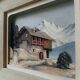 François Raugel, chalet in the mountains, painting on carved wood.