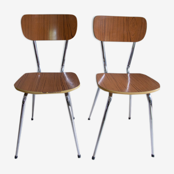 Lot of 2 chairs in formica effect wood
