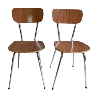 Lot of 2 chairs in formica effect wood