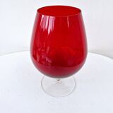 Vintage empoli italian glass red brandy type footed vase