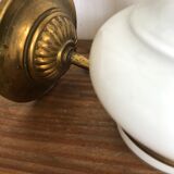Pair of brass and opaline sconces
