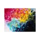 Acrylic painting on canvas in blue, pink, and yellow.