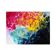 Acrylic painting on canvas in blue, pink, and yellow.