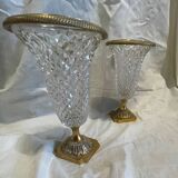 Paire de vases cristal et bronze XIX