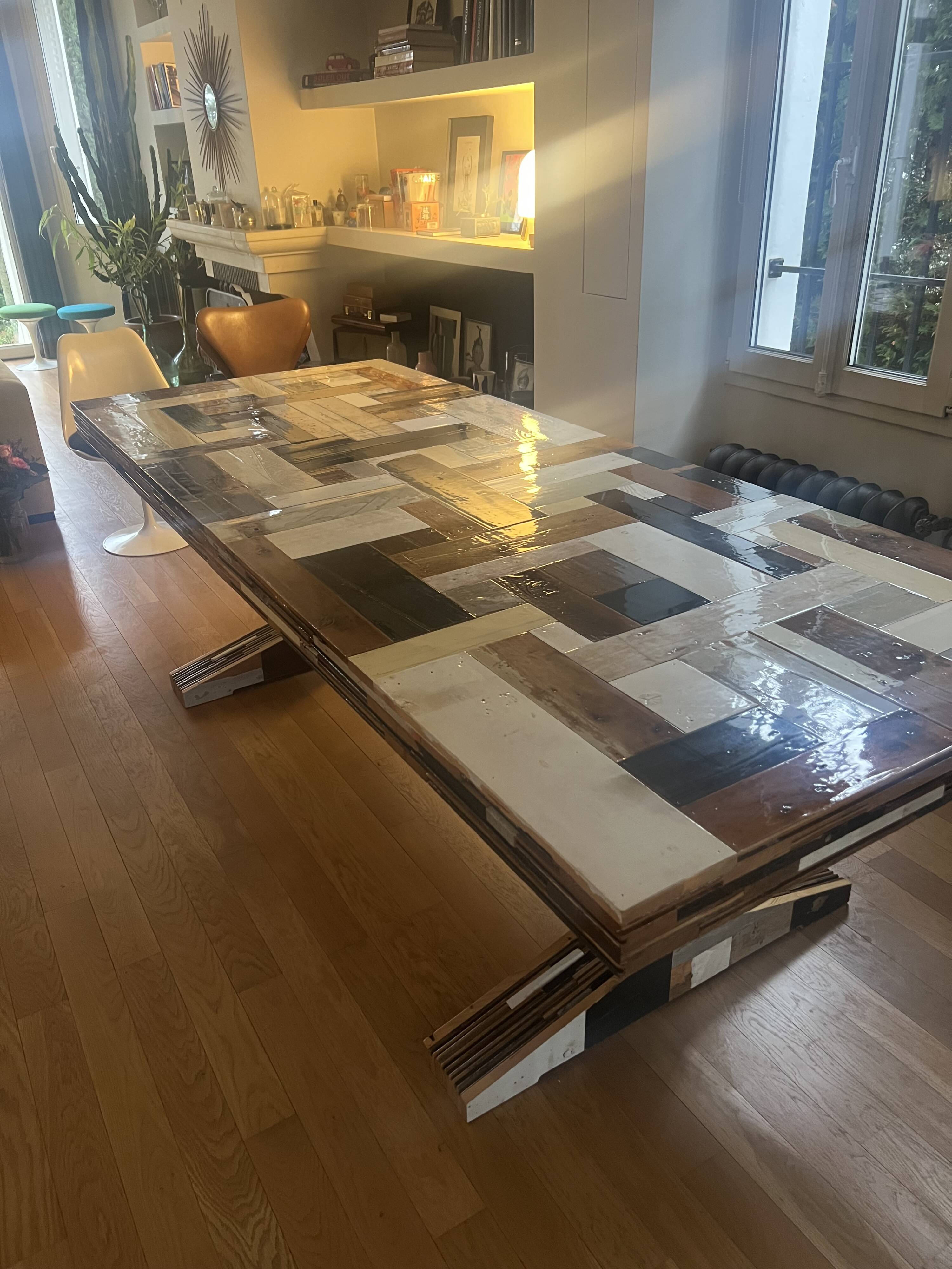 Dining Table Peit hen Eek Waste Table in Scrapwood