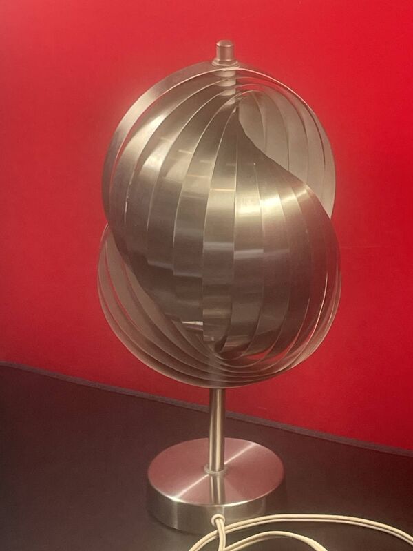 Henri Mathieu 70's Lampe  Design Cinétique Aluminium Brossé - 36 cm