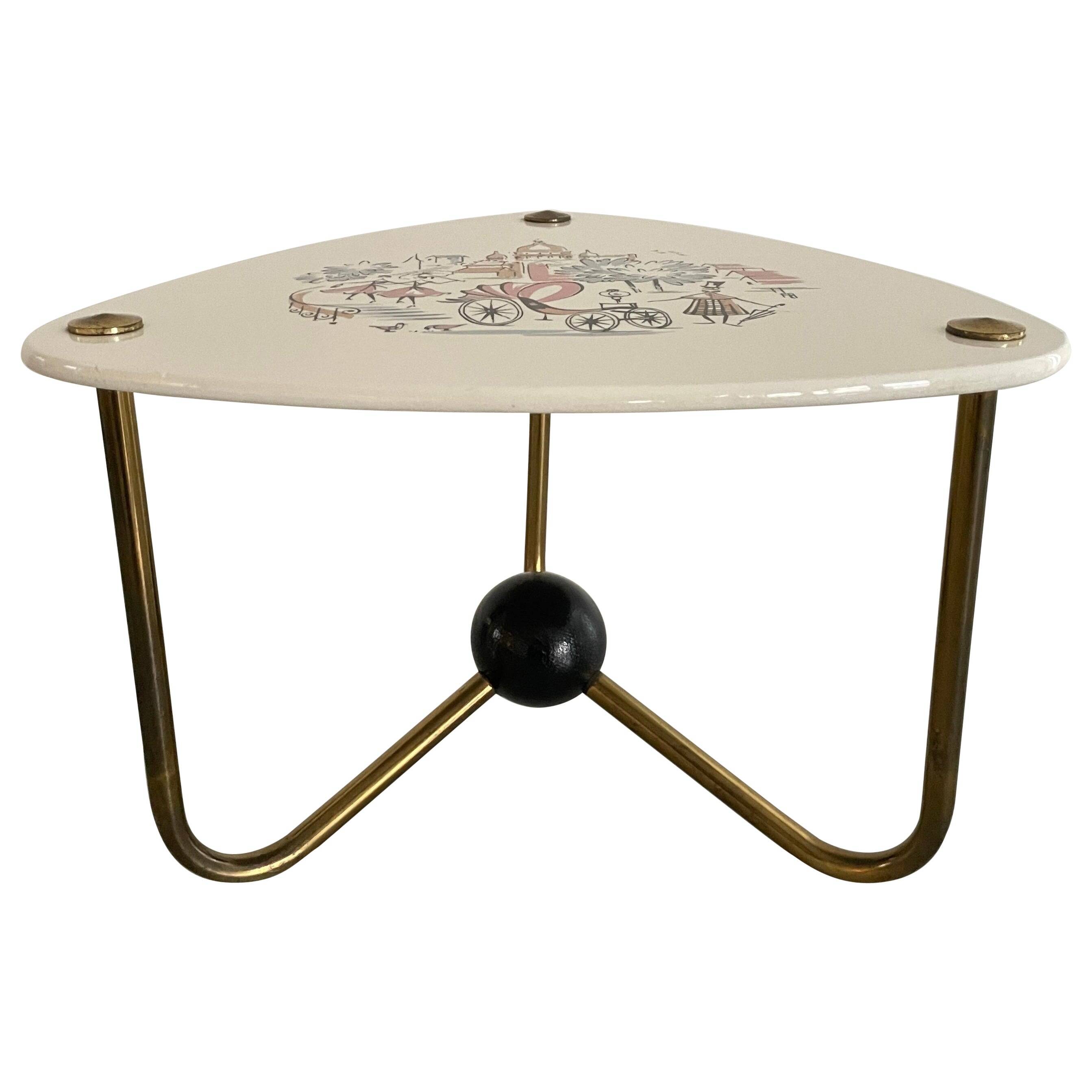 Illustrated jardinière from the mid-century with tripod legs in ceramic, 1960s, Germany.