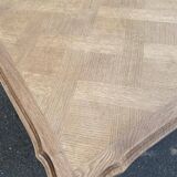 Extendable Louis XV dining table in solid oak wood and marquetry 200cm