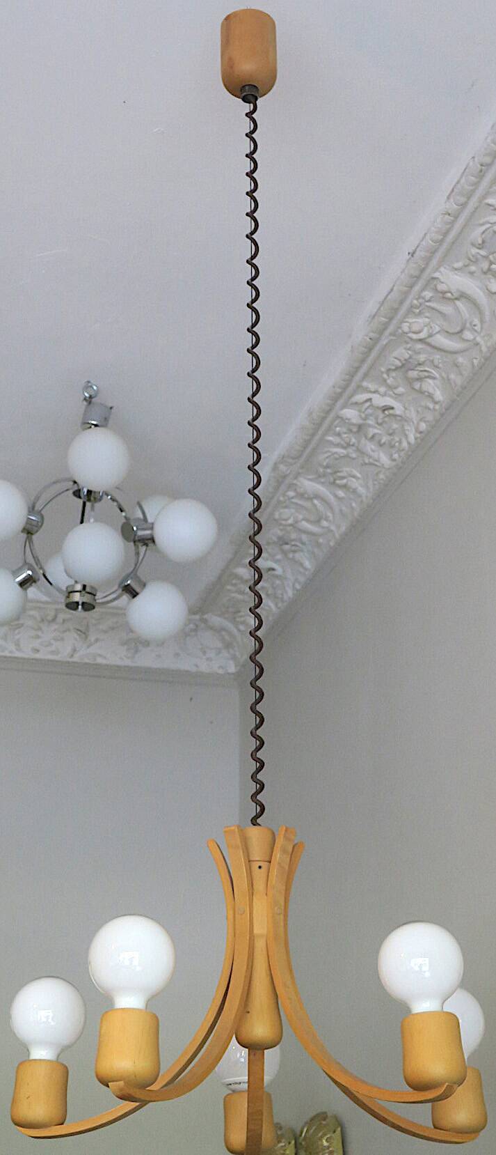 Chandelier à hauteur variable Domus avec 5 bras, Danemark années 1970