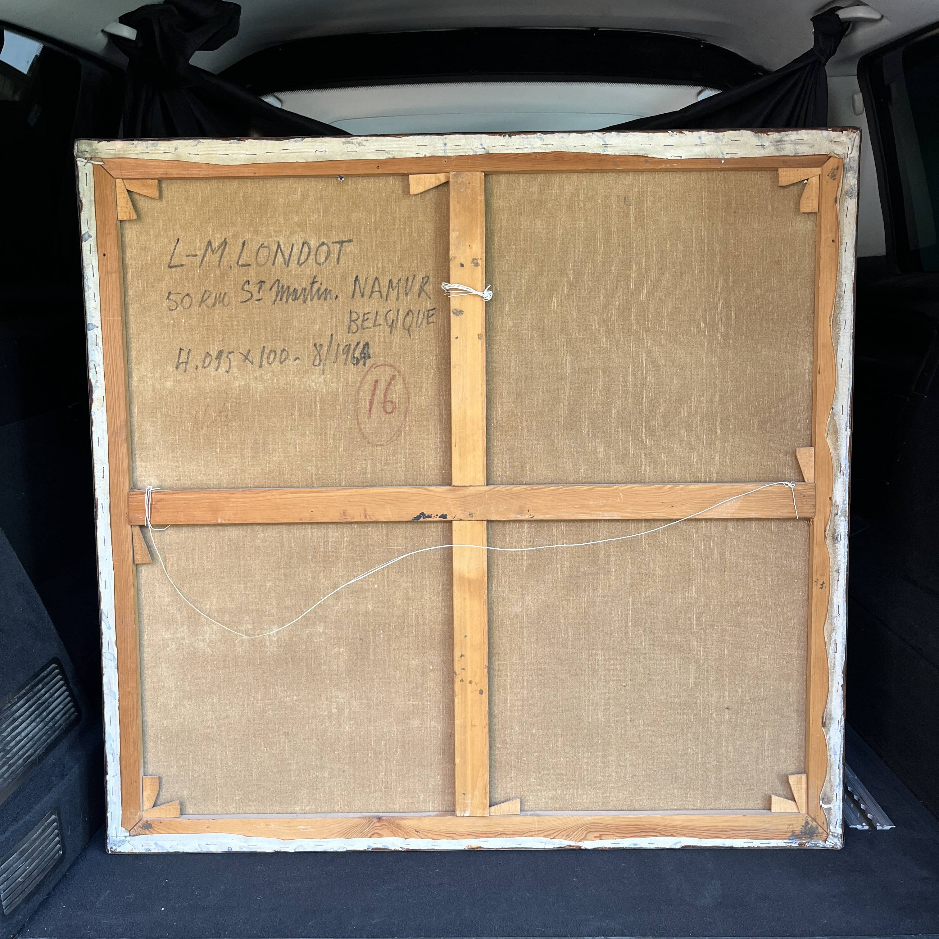 Brutalist abstract painting, louis-marie londot, oil on canvas 1964