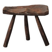 Milking stool in solid wood, Folk art, Cévennes, around 1900