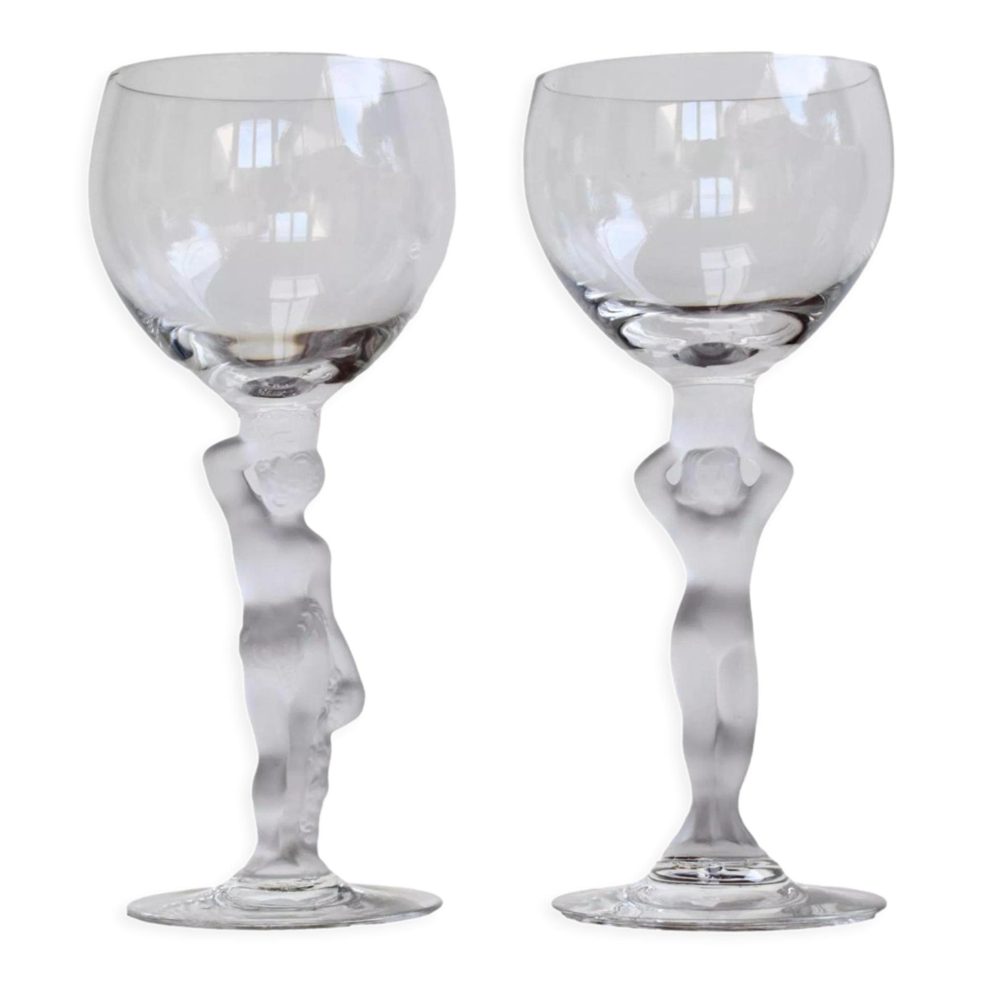 Set of 2 vintage Bayel crystal wine glasses