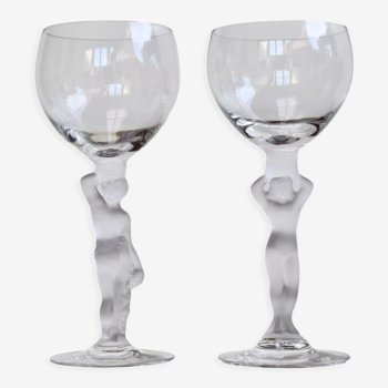 Set de 2 verres à vin en cristal de Bayel vintage