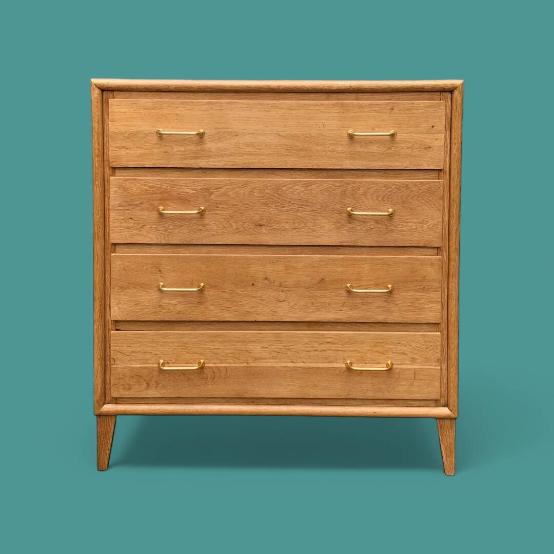 Commode pieds compas et chêne brut massif  1960