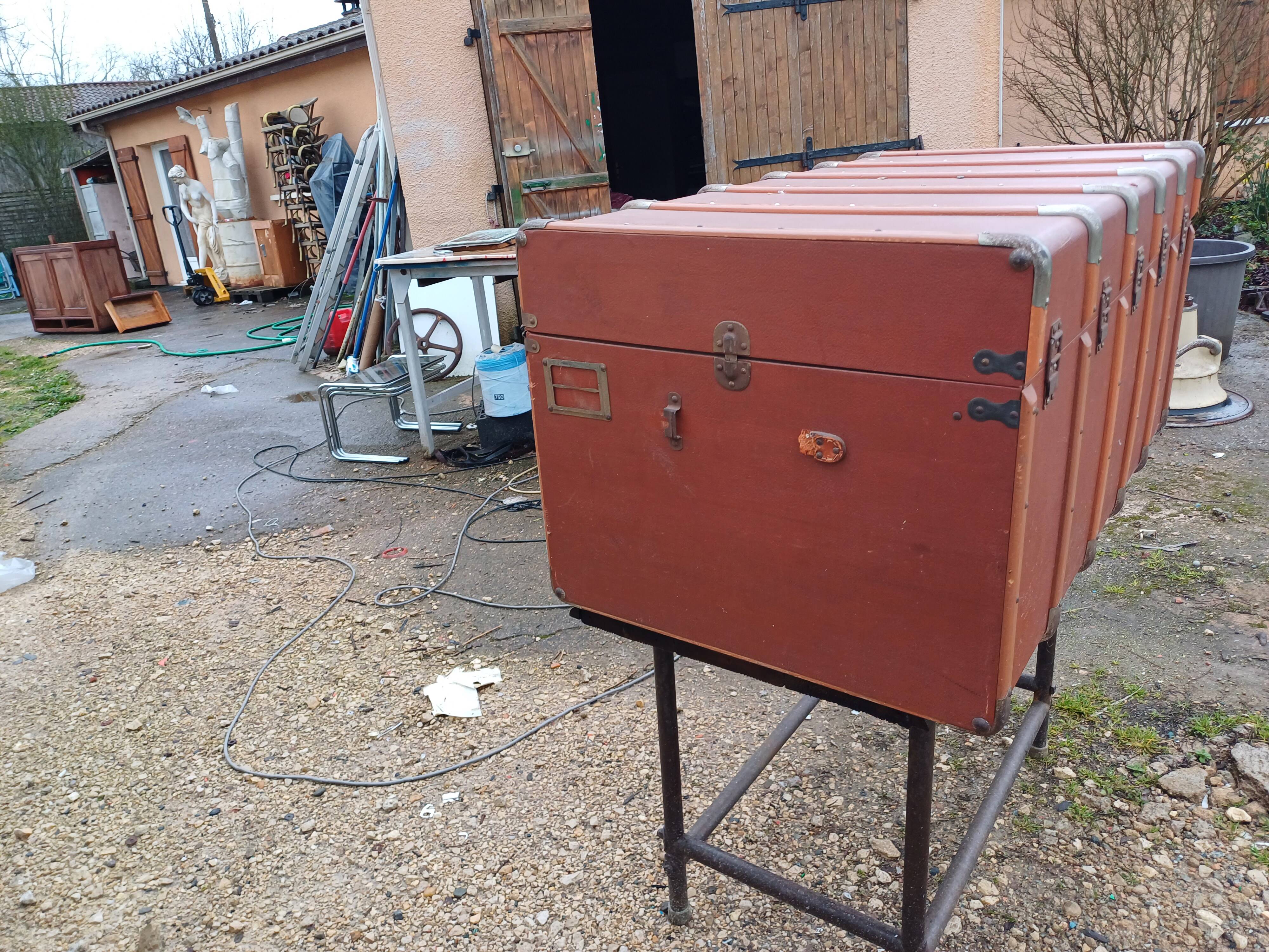 Malle de Voyage Bois et Simili Cuir