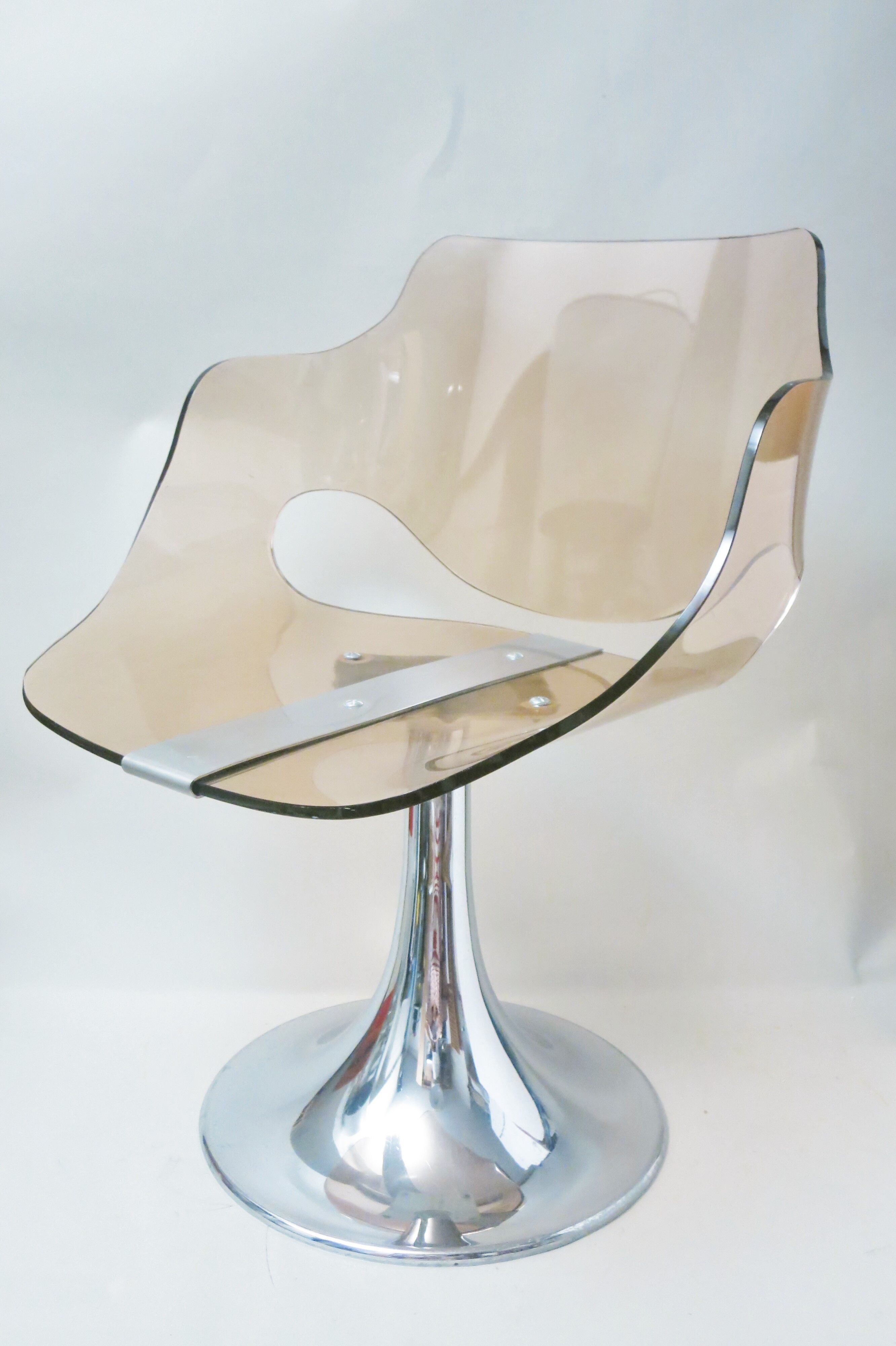 Lot De 4 Chaises Tulipes Vintage Années 70 En Plexiglass Blanc - Occasion, Style Rétro