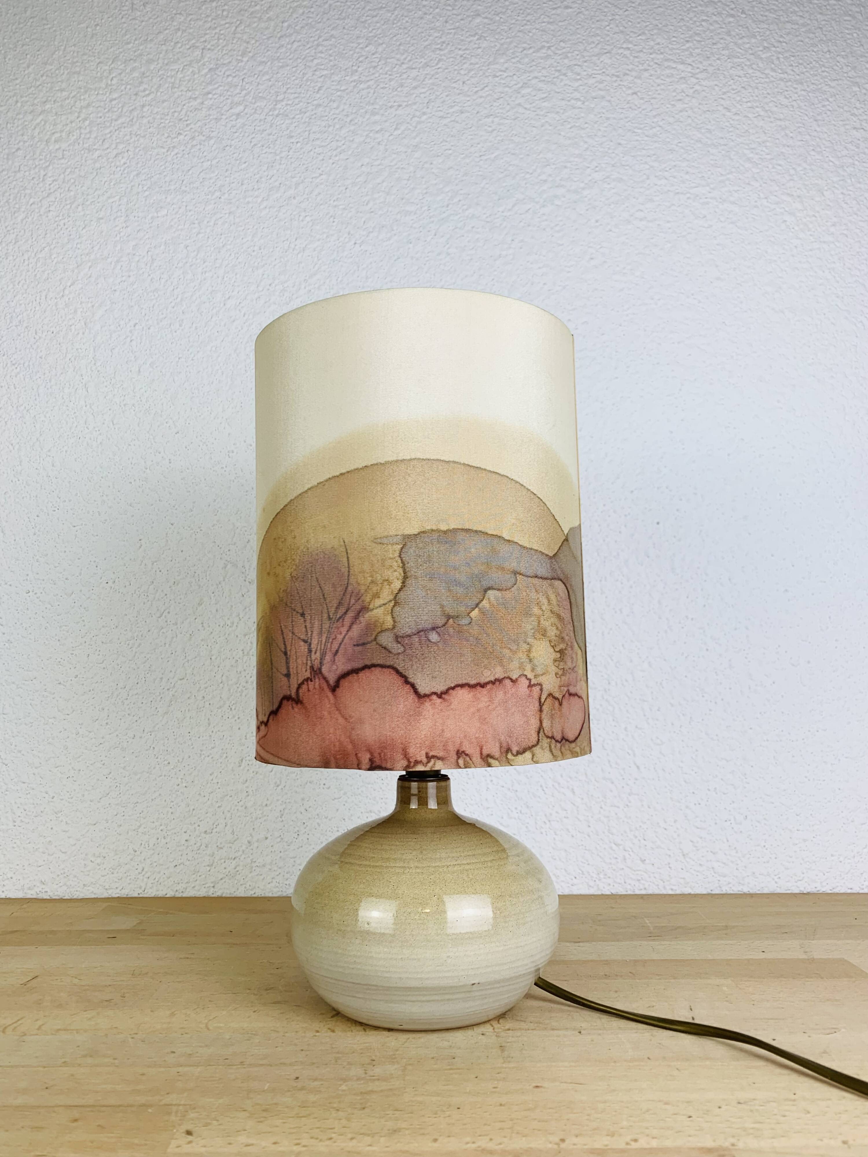 Vintage stoneware ball lamp, ceramic from the 70s