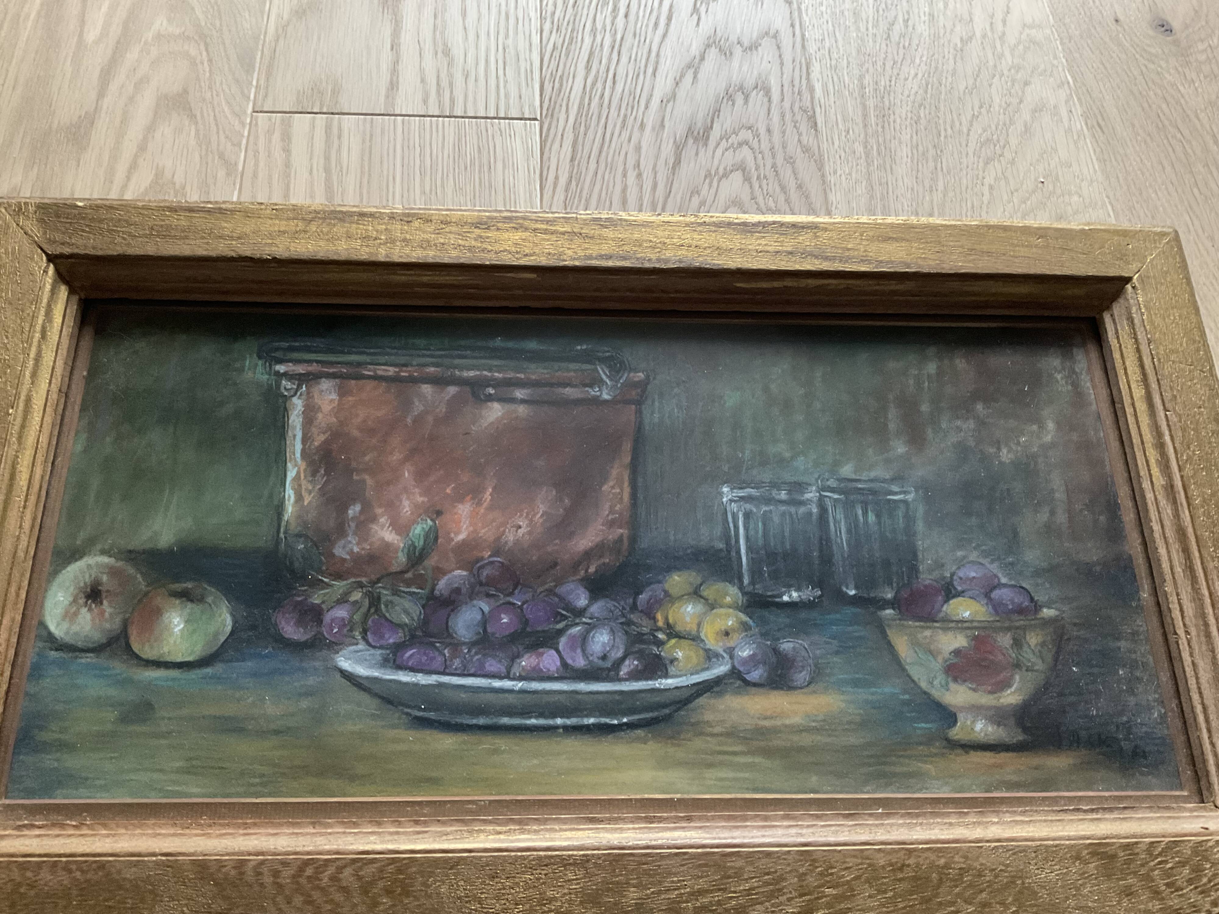 Tableau Nature morte aux fruits et pots de confiture