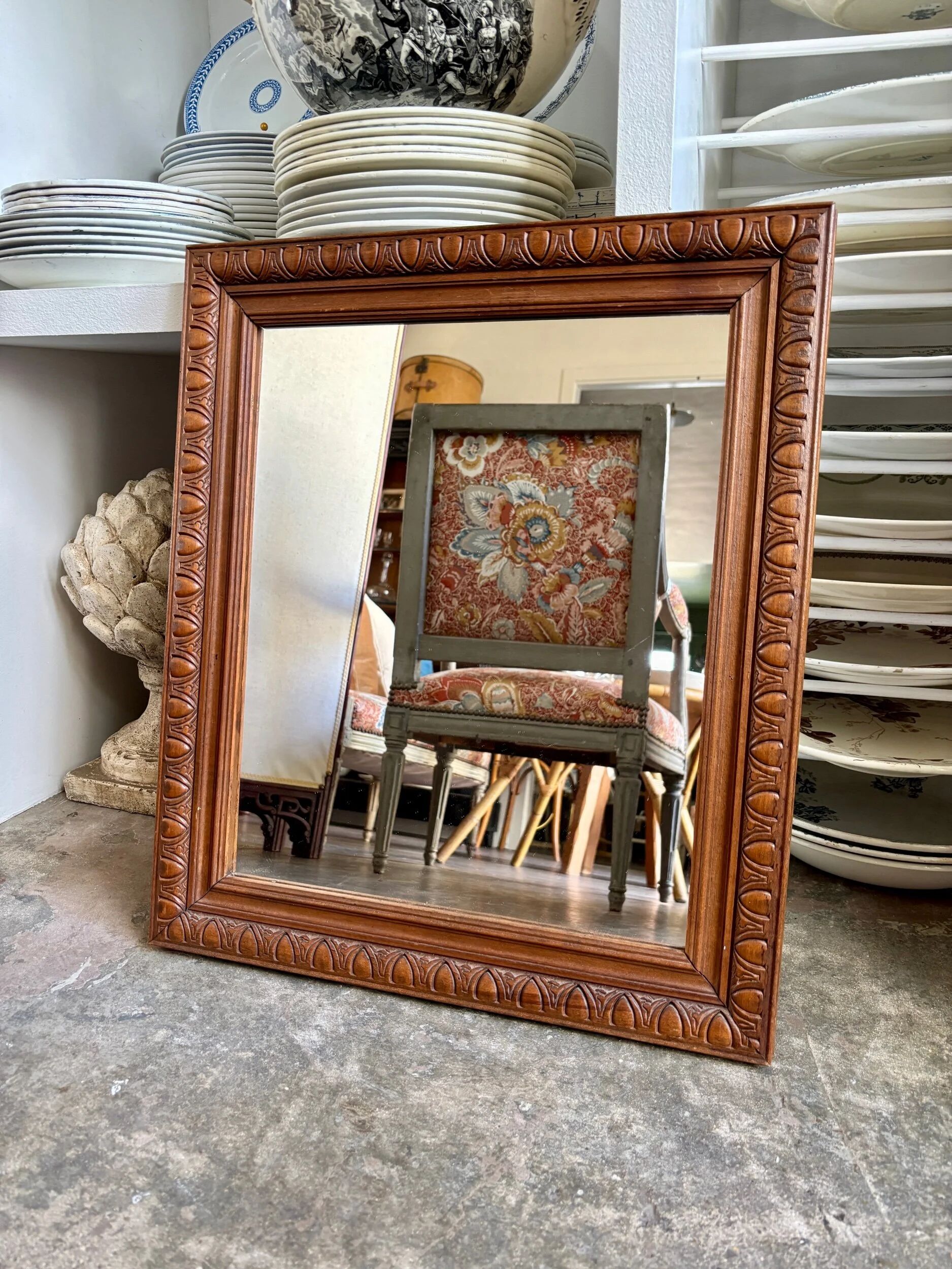Moulded wooden mirror 52 x 45 cm