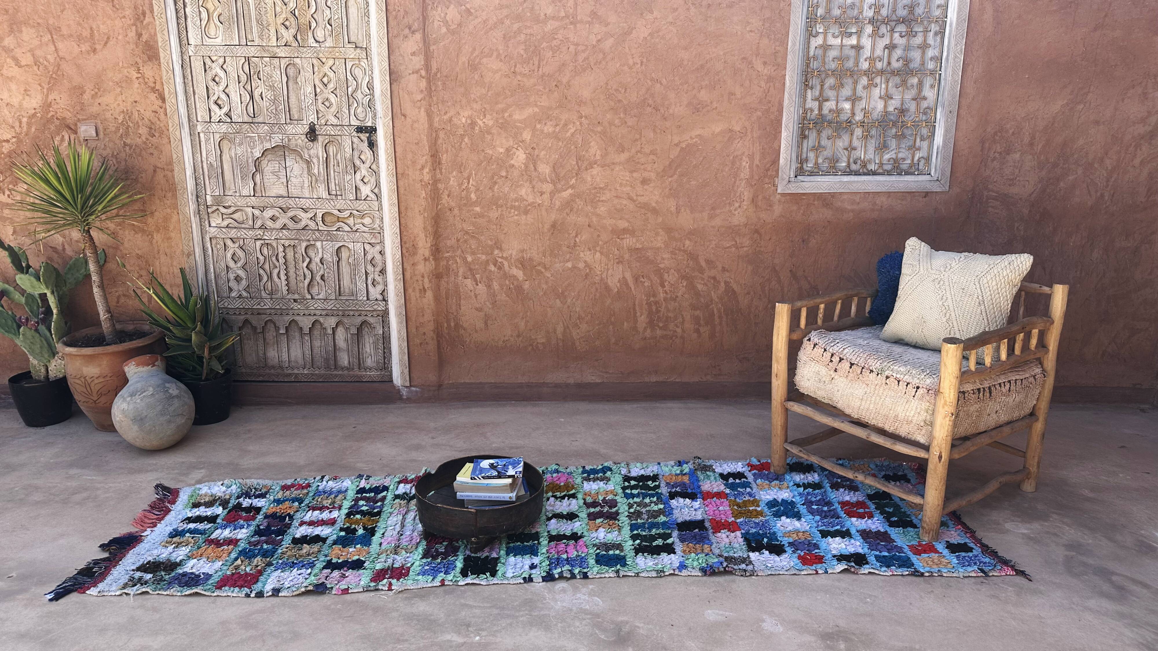 Tapis Marocain Boucherouite coloré - 81 x 284 cm